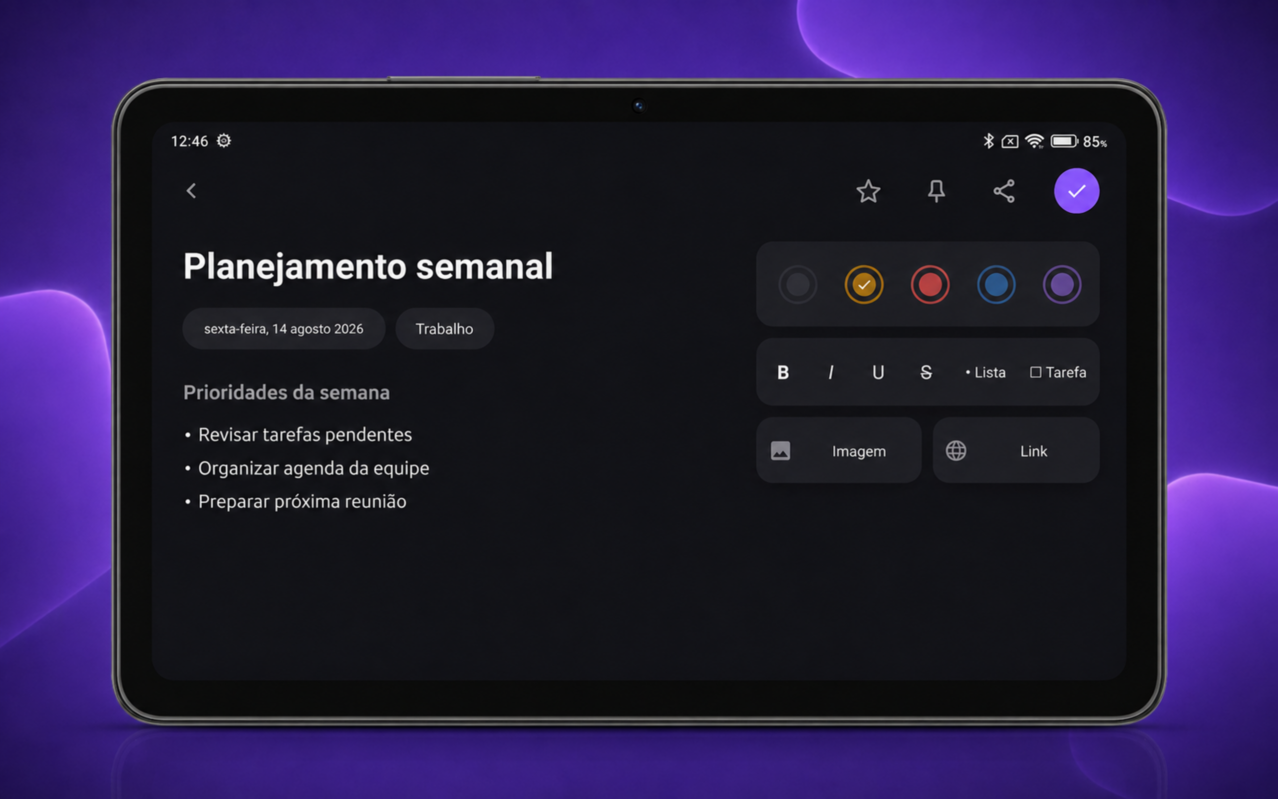 Minhas Notas em um tablet